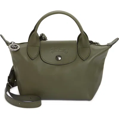 Longchamp Le Pilage Xtra Green Handbag With Adjustable And Removable Shoulder Strap And Embossed Logo On The F