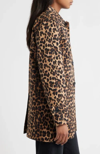 Sam Edelman Leopard Print Water Repellent Rain Jacket In Brown