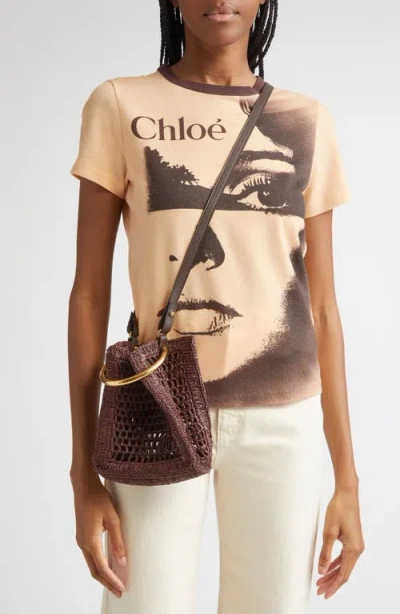 Chloé Mini Summer Banana Raffia Tote In Brown