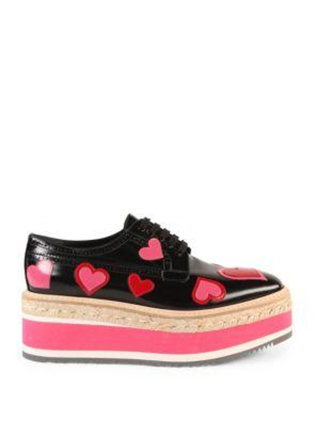Prada Heart Leather Brogue Platform Oxfords In Black rosa ModeSens