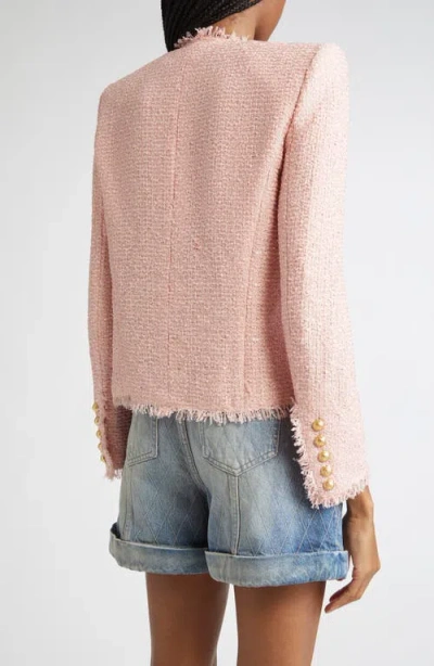 Balmain Giacca In Tweed Rosa Donna In Pink