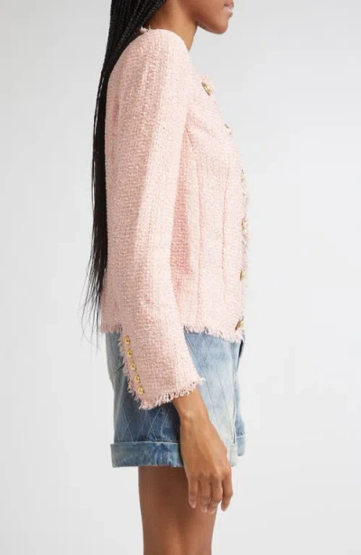 Balmain Giacca In Tweed Rosa Donna In Pink