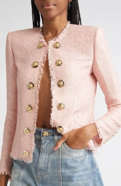 Balmain Giacca In Tweed Rosa Donna In Pink