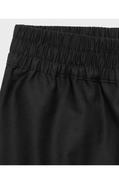 Mango Satin Shorts With Embroidered Hem Black In Black