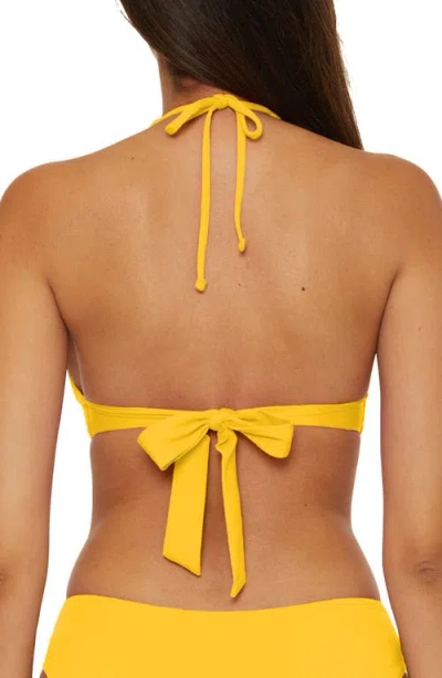 Becca Women's Marble Canyon Ring Halter Swim Top In Yellow
