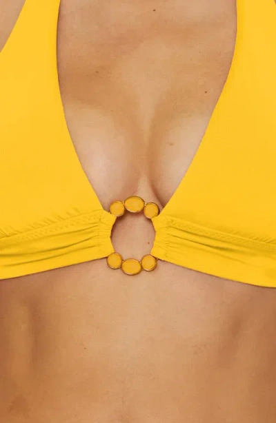 Becca Women's Marble Canyon Ring Halter Swim Top In Yellow
