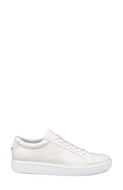 Ecco Minimalist White Leather Sneakers With Padded Collar In White