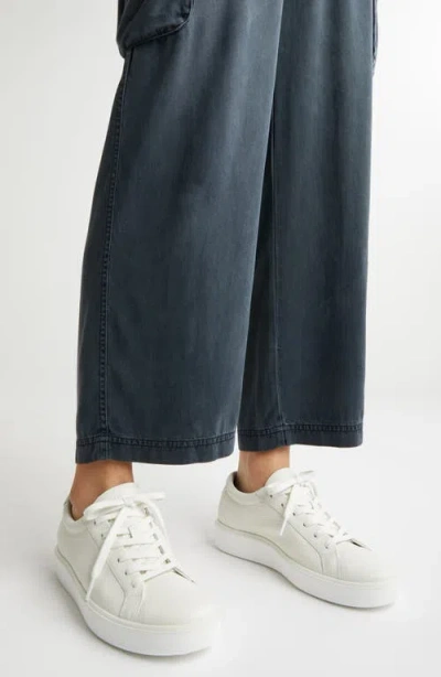 Ecco Minimalist White Leather Sneakers With Padded Collar In White