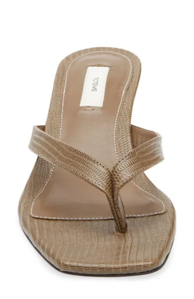Totême Toteme Lizard Embossed Kitten Heel Flip Flop In Brown