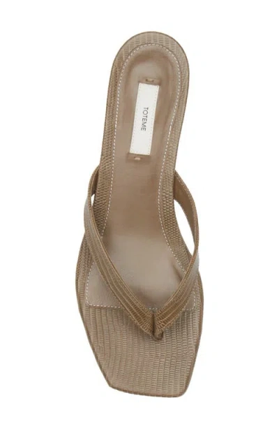 Totême Toteme Lizard Embossed Kitten Heel Flip Flop In Brown