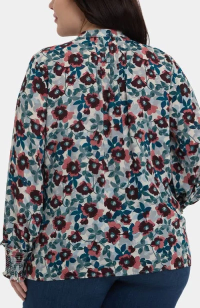 Nydj Pleated Peasant Blouse In Gray