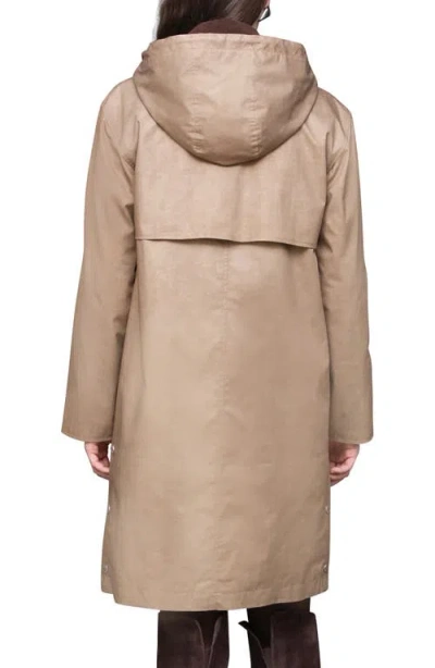 Avec Les Filles Longline Raincoat With Removable Hood In Neutral