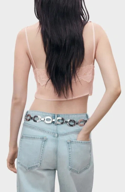 Mango Lace Crop Top Pastel Pink In Pink