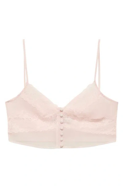 Mango Lace Crop Top Pastel Pink In Pink