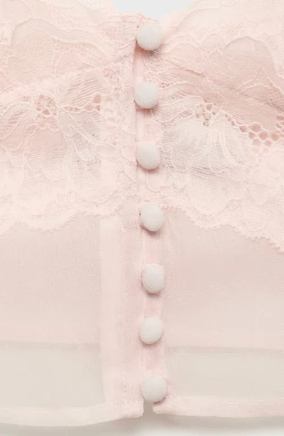 Mango Lace Crop Top Pastel Pink In Pink