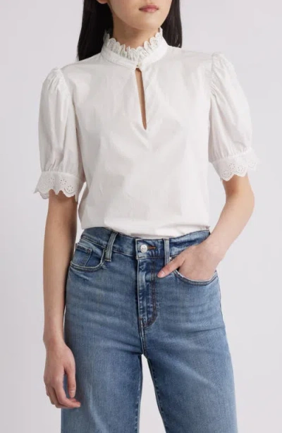 Frame The Eyelet Inset Top In White