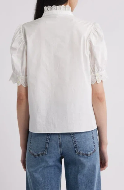 Frame The Eyelet Inset Top In White