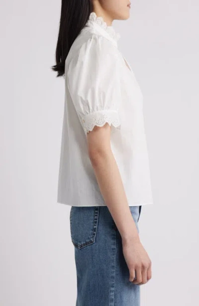 Frame The Eyelet Inset Top In White