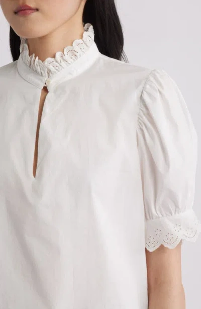 Frame The Eyelet Inset Top In White