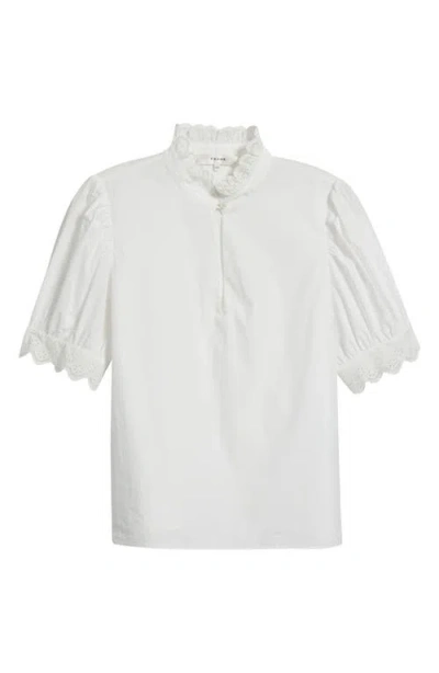 Frame The Eyelet Inset Top In White