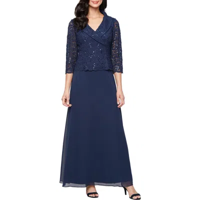 Alex Evenings Women's 3/4-sleeve Lace A-line Dress