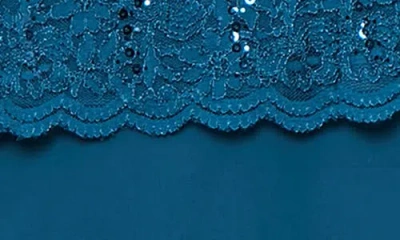 Alex Evenings Sequin Lace & Chiffon Cocktail Dress In Blue