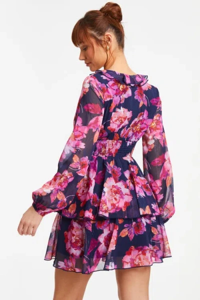Quiz Chiffon Lurex Long Sleeve Skater Dress