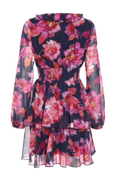 Quiz Chiffon Lurex Long Sleeve Skater Dress