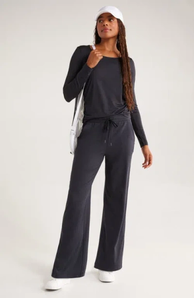 Zella Restore Soft Straight Leg Drawstring Pants In Black