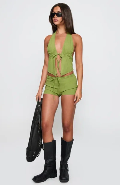 Princess Polly Obviously Open Front Halter Top In Green