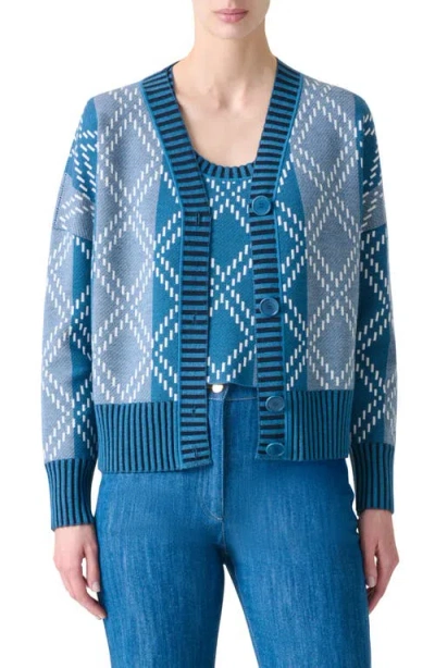 Akris Punto Striped Diamond Jacquard Knit Cardigan