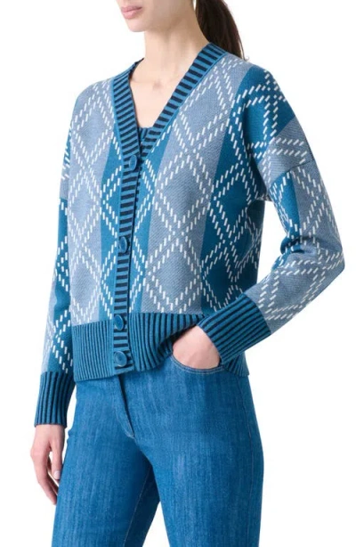 Akris Punto Striped Diamond Jacquard Knit Cardigan