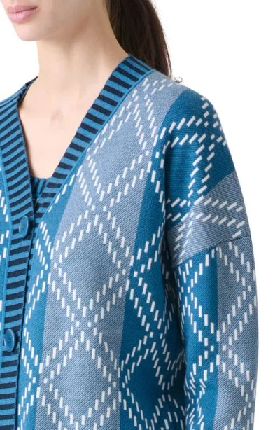 Akris Punto Striped Diamond Jacquard Knit Cardigan
