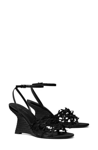 Tory Burch Mini Bow Espadrille Ankle Strap Wedge Sandal