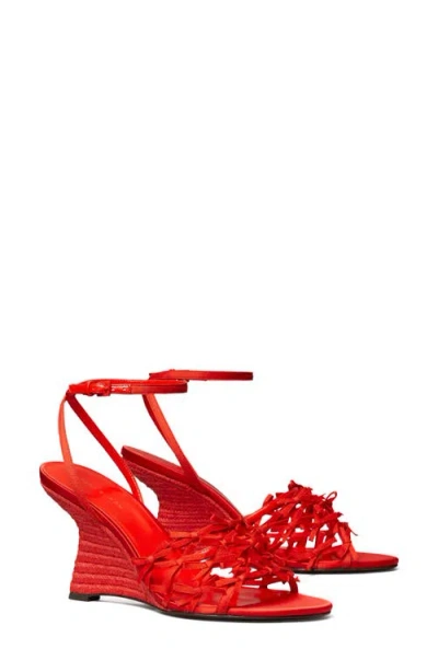 Tory Burch Mini Bow Espadrille Ankle Strap Wedge Sandal