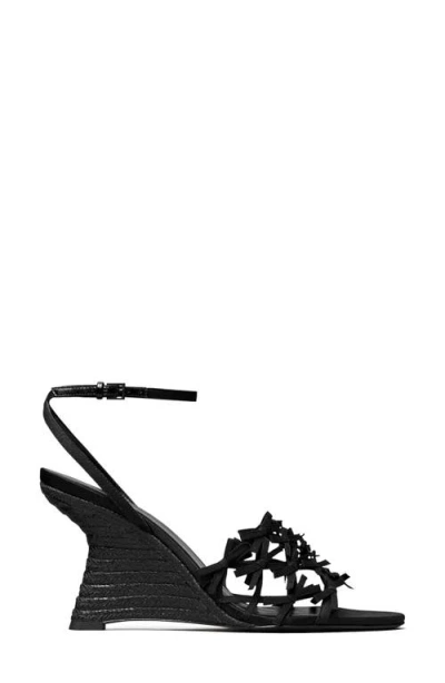 Tory Burch Mini Bow Espadrille Ankle Strap Wedge Sandal