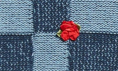 Yanyan Floral Ribbon Checkerboard Cardigan