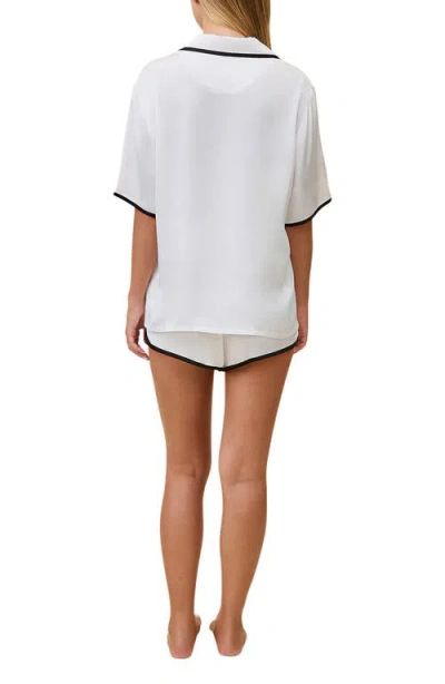 Papinelle Annabelle Piped Satin Pajamas In White