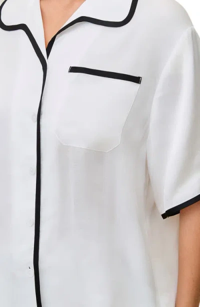 Papinelle Annabelle Piped Satin Pajamas In White