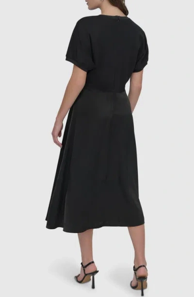 Dkny Scuba Knit & Satin Midi Dress