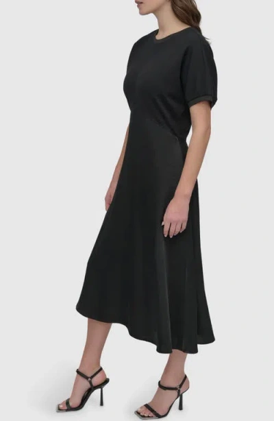 Dkny Scuba Knit & Satin Midi Dress