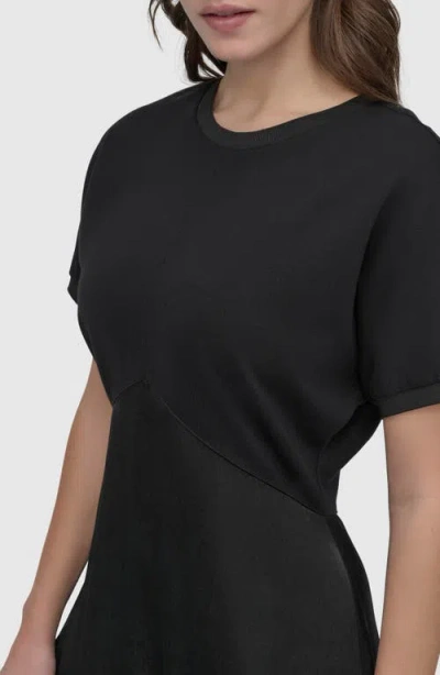 Dkny Scuba Knit & Satin Midi Dress
