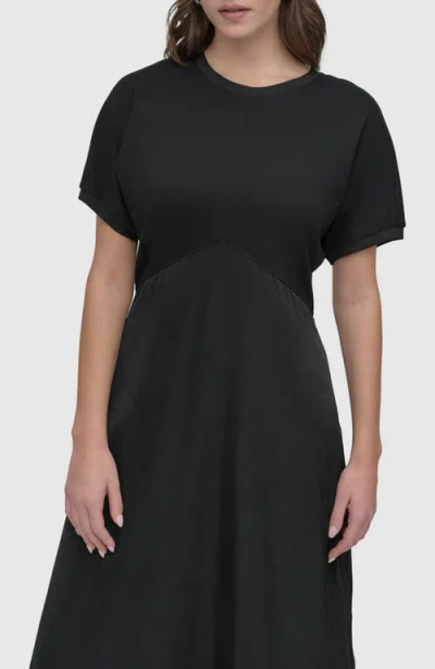 Dkny Scuba Knit & Satin Midi Dress