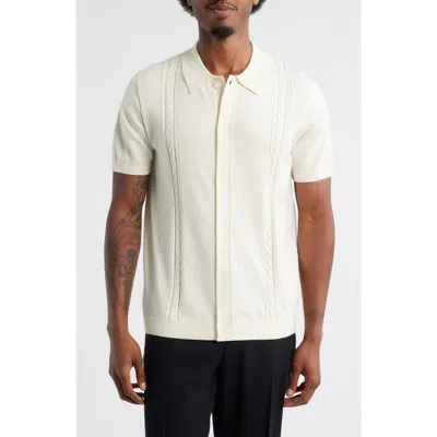 Open Edit Cable Detail Short Sleeve Cardigan In White