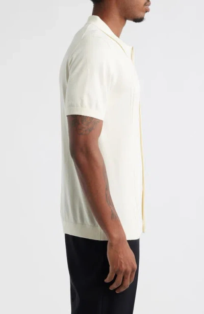 Open Edit Cable Detail Short Sleeve Cardigan In White