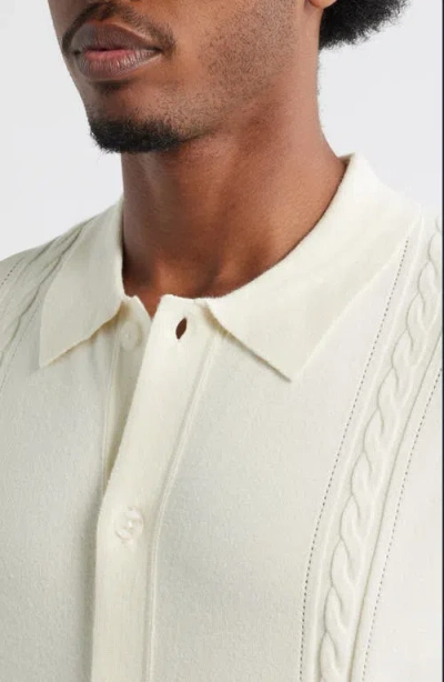 Open Edit Cable Detail Short Sleeve Cardigan In White