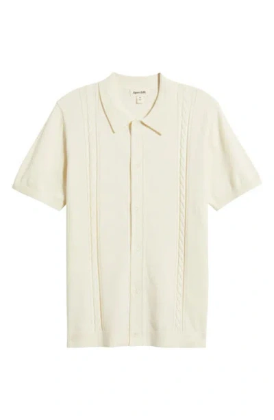 Open Edit Cable Detail Short Sleeve Cardigan In White