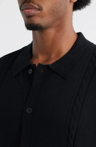 Open Edit Cable Detail Short Sleeve Cardigan In Black