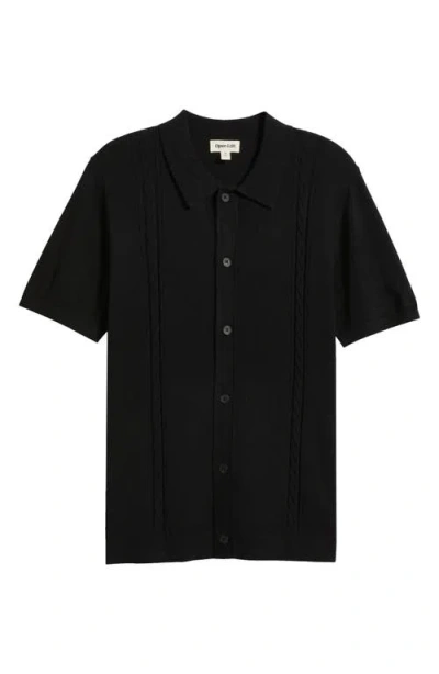 Open Edit Cable Detail Short Sleeve Cardigan In Black