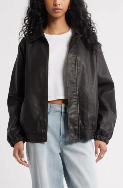 Bp. Oversize Faux Leather Jacket In Black